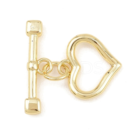 Heart Brass Toggle Clasps KK-G548-43G-02-1