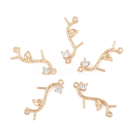 5Pcs Brass Micro Pave Cubic Zirconia Links Connectors KK-YW0003-34-1