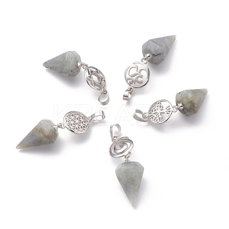Natural Labradorite Pendants G-O194-02-1