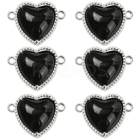 6Pcs Eco-Friendly Alloy Glass Heart Links connector Charms GLAA-YW0005-10-1