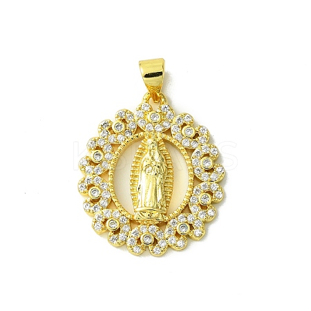 Real 18K Gold Plated Brass Micro Pave Cubic Zirconia Pendants KK-H472-33G-01-1