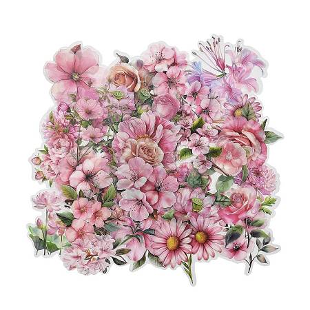 50Pcs Flower PVC Waterproof Stickers STIC-D300-06-1