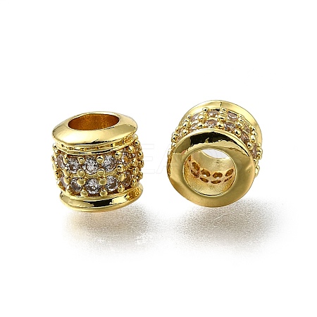 Brass Micro Pave Clear Cubic Zirconia European Beads LS-ZIRC-I070-096G-1