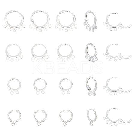 24Pcs 4 Style Rack Plating Eco-friendly Brass Huggie Hoop Earring Findings KK-FH0006-62-1
