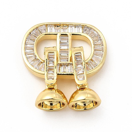 Rack Plating Brass Pave Clear Cubic Zirconia Fold Over Clasps KK-G458-04G-1