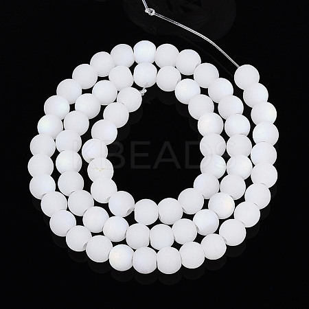 Frosted Imitation Jade Glass Beads Strands GLAA-T032-J6mm-MBB01-1