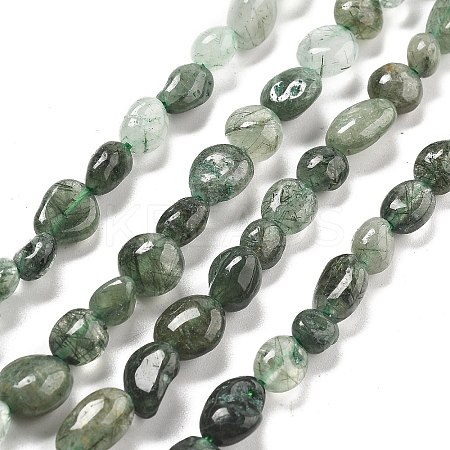Natural Green Rutilated Quartz Beads Strands G-C179-F07-02-1