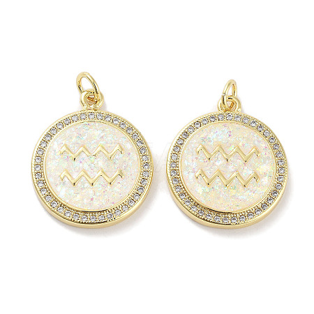 Brass Micro Pave Clear Cubic Zirconia Pendants KK-L213-032G-1