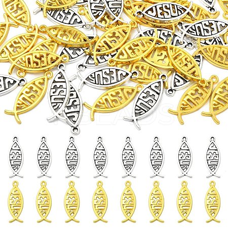 50Pcs 2 Colors Tibetan Style Alloy Pendants FIND-YW0008-53-1
