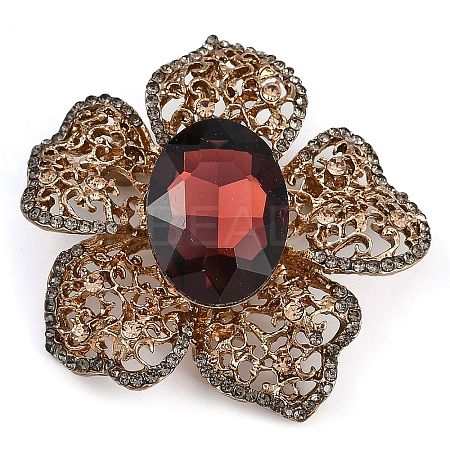 Zinc Alloy Siam Rhinestone Brooch JEWB-U011-03AS-04-1