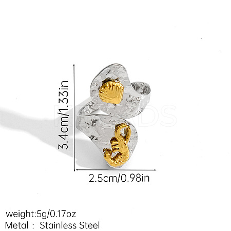 Ocean 304 Stainless Steel Cuff Open Rings FS-WG68FEB-04-1