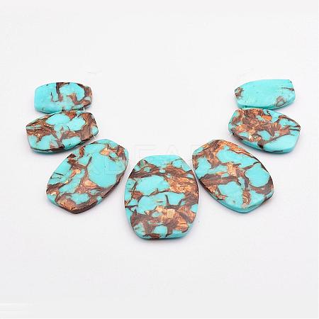 Assembled Bronzite and Synthetic Turquoise Graduated Beads Strands G-P297-T01-1