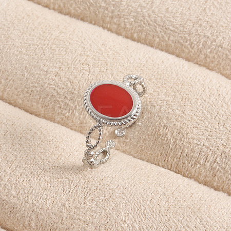304 Stainless Steel with Enamel Cuff Open Rings for Women CS7687-1-1