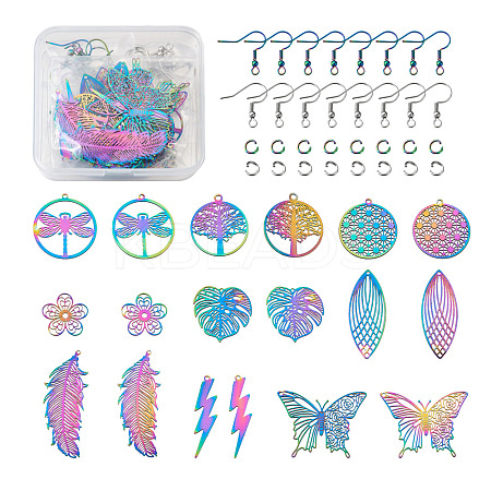 DIY 9 Shapes Colorful Filigree Joiners Stainless Steel Earring Making Kits DIY-BT0001-16MC-1