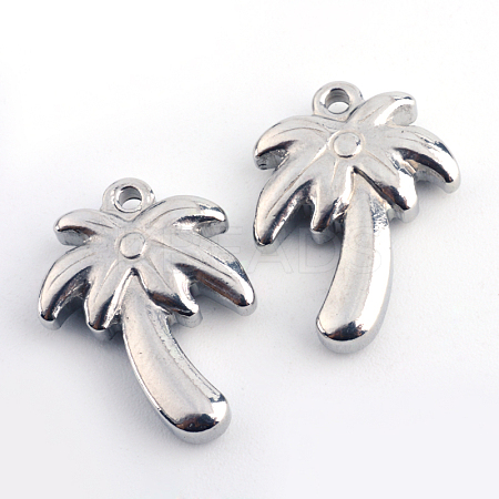 Tarnish Resistant 201 Stainless Steel Palm Tree Pendants STAS-Q192-41-1