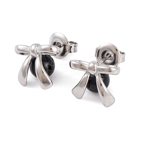 304 Stainless Steel Enamel Stud Earrings for Women EJEW-A049-18P-1