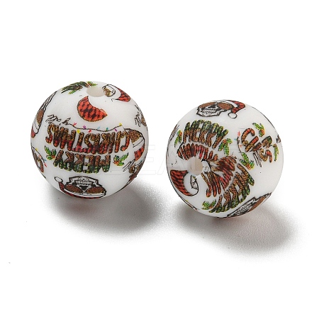 Christmas Round Silicone Beads SIL-K002-02B-1