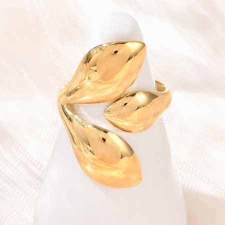 Teardrop 304 Stainless Steel Open Cuff Rings RJEW-R018-01G-03-1