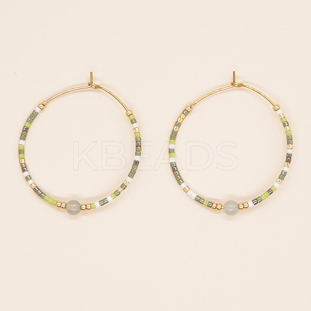 Bohemian Handmade Glass Beaded Hoop Earrings RN1446-5-1