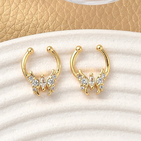 Brass Pave Clear Cubic Zirconia Circular/Horseshoe Barbell Nose Rings EJEW-D337-18E-G-1