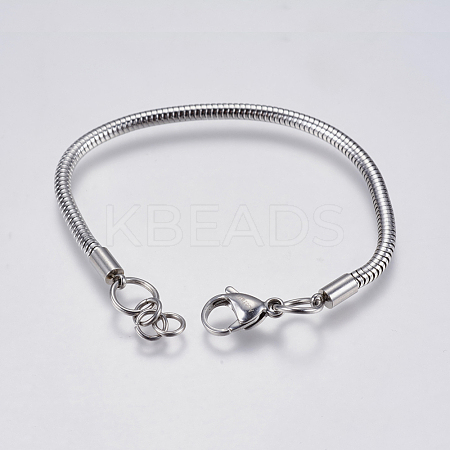 Tarnish Resistant 304 Stainless Steel Round Snake Chain Bracelet Making STAS-F139-056P-C-1