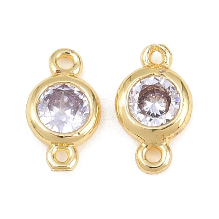 Brass Pave Cubic Zirconia Connector Charms KK-TAC0015-01G-03-1