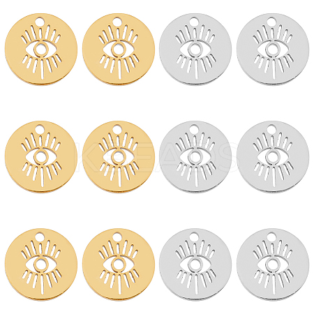 12Pcs 2 Style 304 Stainless Steel Charms STAS-HY0001-25-1
