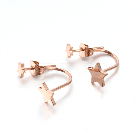 304 Stainless Steel Ear Studs EJEW-P045-14RG-1