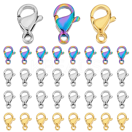 100Pcs 3 Styles PVD Vacuum Plating 304 Stainless Steel Lobster Claw Clasps STAS-PH0006-55-1