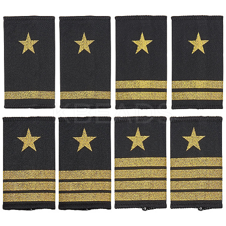 4 Pairs 4 Styles Polyester Public Security Star Epaulettes DIY-BC0015-73-1