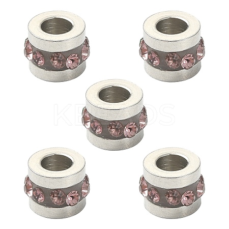 201 Stainless Steel Polymer Clay Rhinestone Inlaid Beads RB-YW0001-11H-1