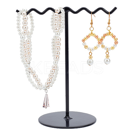 Iron Wave T-Bar Shaped Earring Display Stands EDIS-WH0021-43-1