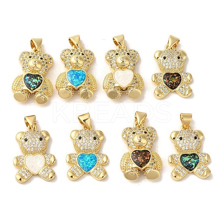 Rack Plating Brass Micro Pave Clear Cubic Zirconia Pendants KK-P268-05-1