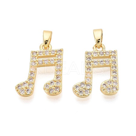 Brass Micro Pave Clear Cubic Zirconia Pendants KK-T075-84G-1