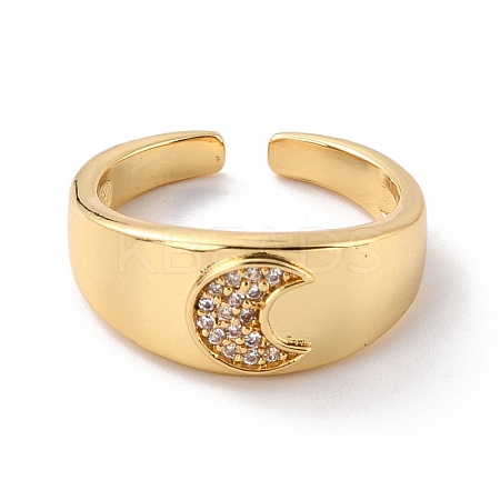 Moon Cubic Zirconia Dome Ring for Her RJEW-C017-12G-RS-1