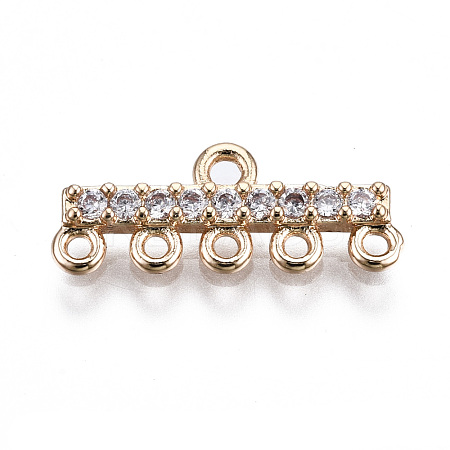 Brass Micro Pave Clear Cubic Zirconia Chandelier Component Links KK-S359-163-RS-1