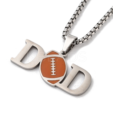 202 Stainless Steel Enamel Box Chain Sport Ball Pendant Necklaces for Men LS-NJEW-K380-01A-03-1
