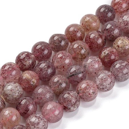 Natural Strawberry Quartz Beads Strands G-J373-16-9mm-1