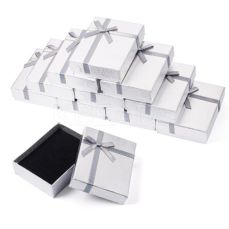 Rectangle Paper Jewelry Set Storage Boxes with Bowknot LS-CON-TAC0014-04G-1