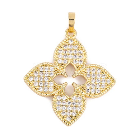 Rack Plating Brass & Clear Cubic Zirconia Pendants KK-S374-01G-1