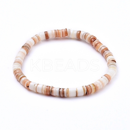 Natural Shell Stretch Beaded Bracelets BJEW-JB05183-03-1