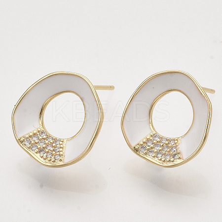 Brass Micro Pave Cubic Zirconia Stud Earring Findings KK-T054-36G-04-NF-1