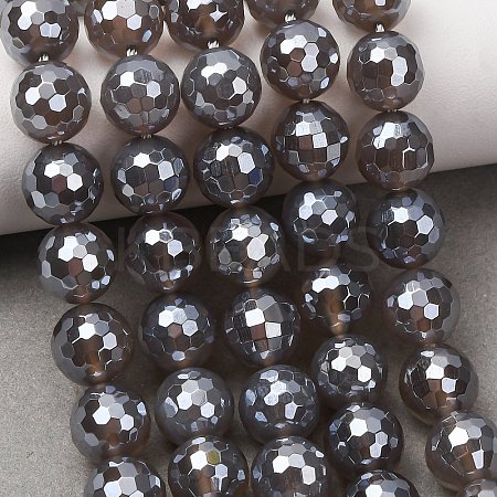 Electroplated Natural Agate Beads Strands G-B191-A07-10mm-05-1
