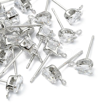 SHEGRACE Brass Clear Cubic Zirconia Teardrop Stud Earring Findings XGR0104P-116P-1