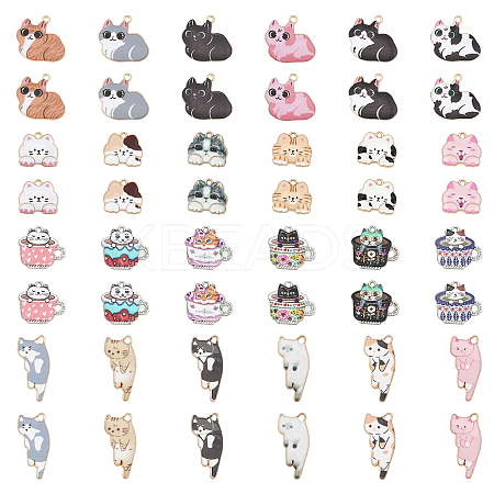 48PCS 24 Style Rack Plating Alloy Enamel Pendants ENAM-CA0001-57-1