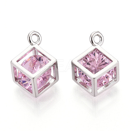 Brass Micro Pave Cubic Zirconia Charms KK-N264-02A-P-1
