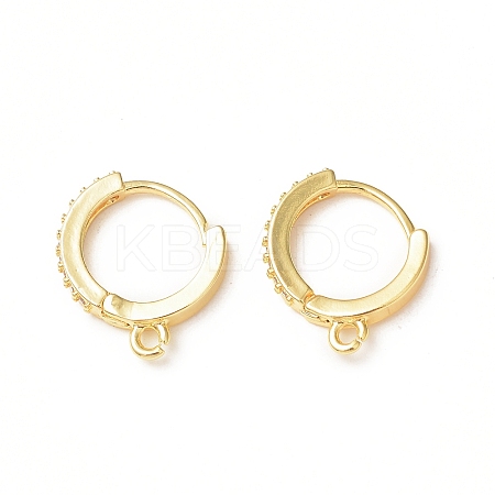 Brass Micro Pave Clear Cubic Zirconia Hoop Earring Findings KK-C018-01A-G-1