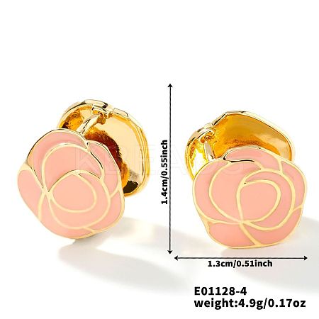 Vintage Brass Enamel Mountain Camellia Hoop Earrings AP2045-4-1