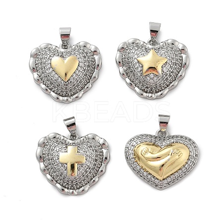 Brass Micro Pave Cubic Zirconia Pendants KK-C091-02-PG-1