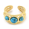 Ion Plating(IP) 304 Stainless Steel Synthetic Turquoise Cuff Rings G-Z056-06G-05-2